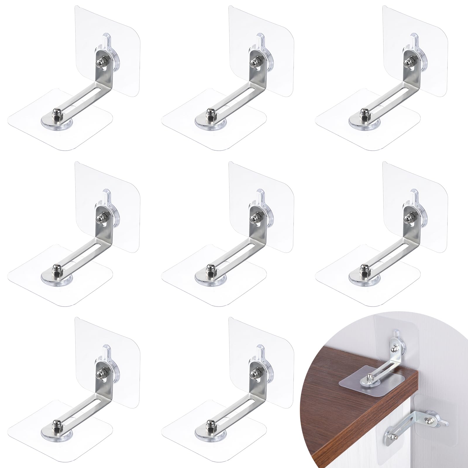 8 Stück Möbel Wandbefestigung Ohne Bohren Kippsicherung Möbel, Kippsicherung Möbel Ohne Bohren Wandbefestigung Schrank Transparent 5.7x5.7cm