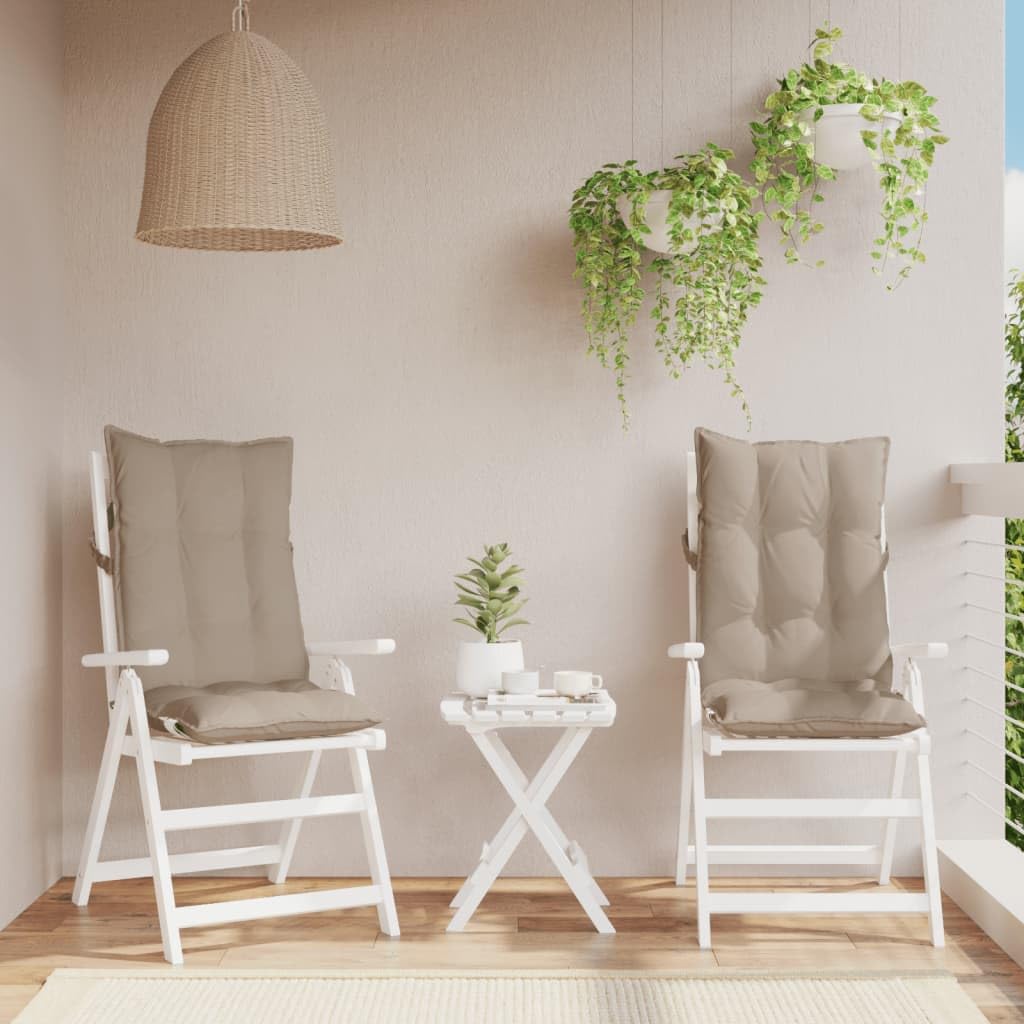 vidaXL Cojines de Silla con Respaldo Alto 2 uds, Almohadas de Sillón, Almohadillas de Asiento, Decoraciones para Jardín, Tela Oxford Gris Taupe