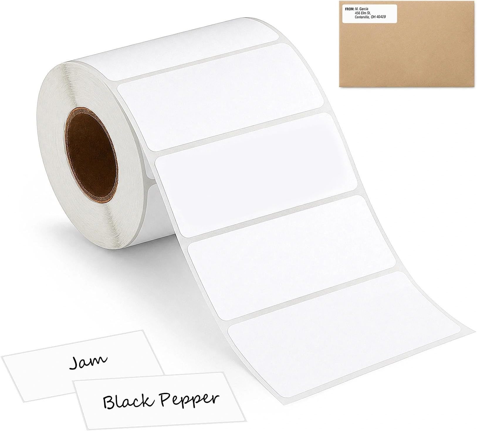 ilauke 1000 White Sticky Labels On a Roll 89mm x 36mm Large Bulk Blank Self Adhesive Address Labels Stickers On Roll Label for Printer Parcels Parcel Envelope Shipping Storage Container