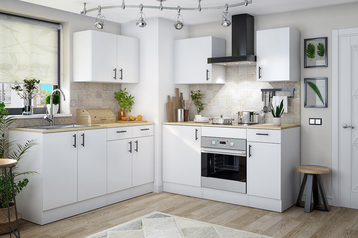 PEGANE Meuble à Suspendre, Meuble Haut pour Cuisine avec 2 Portes Coloris Blanc Brillant - Hauteur 59 x Longueur 80 x Profondeur 34 cm