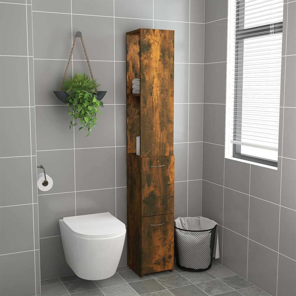 Armadietto da bagno in rovere affumicato, 25 x 26,5 x 170 cm