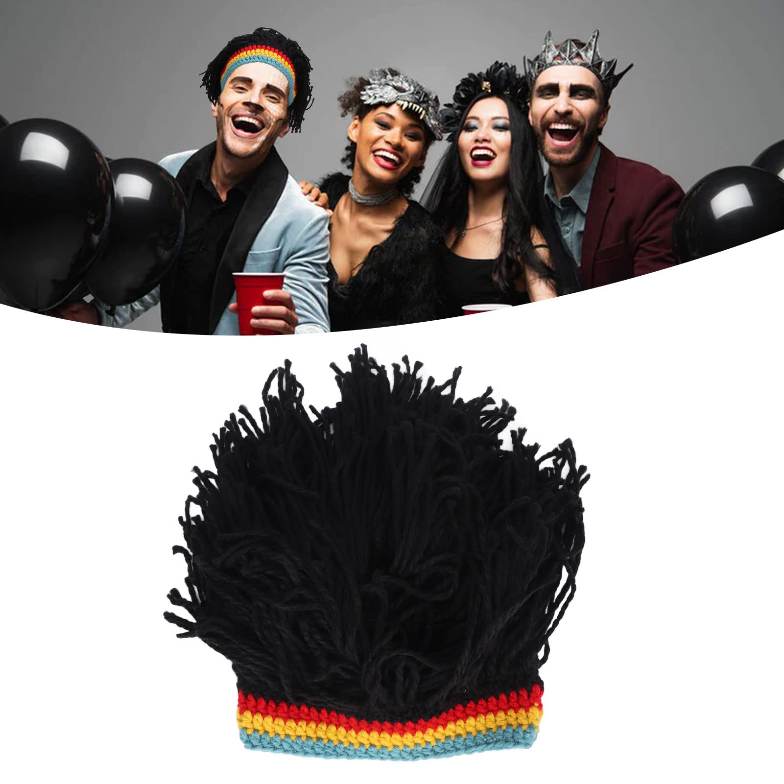 Topyond Gorros De Peluca Divertidos De Punto Alta Elasticidad Mantener Caliente Gorro De Punto con Rastas Sombreros Hombres Ropa De Invierno para Hombres Navidad Halloween Pelucas Para Niñas