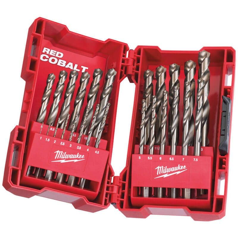 Estuche plástico de 25 brocas RED HELIX HSS-G Co, 1/1.5/2 / 2.5/3 / 3.5/4 / 4.5/5 / 5.5/6 / 6.5/7 / 7.5/8 / 8.5/9 / 9.5/10 / 10.5/11 / 11.5/12 / 12.5 / 13mm