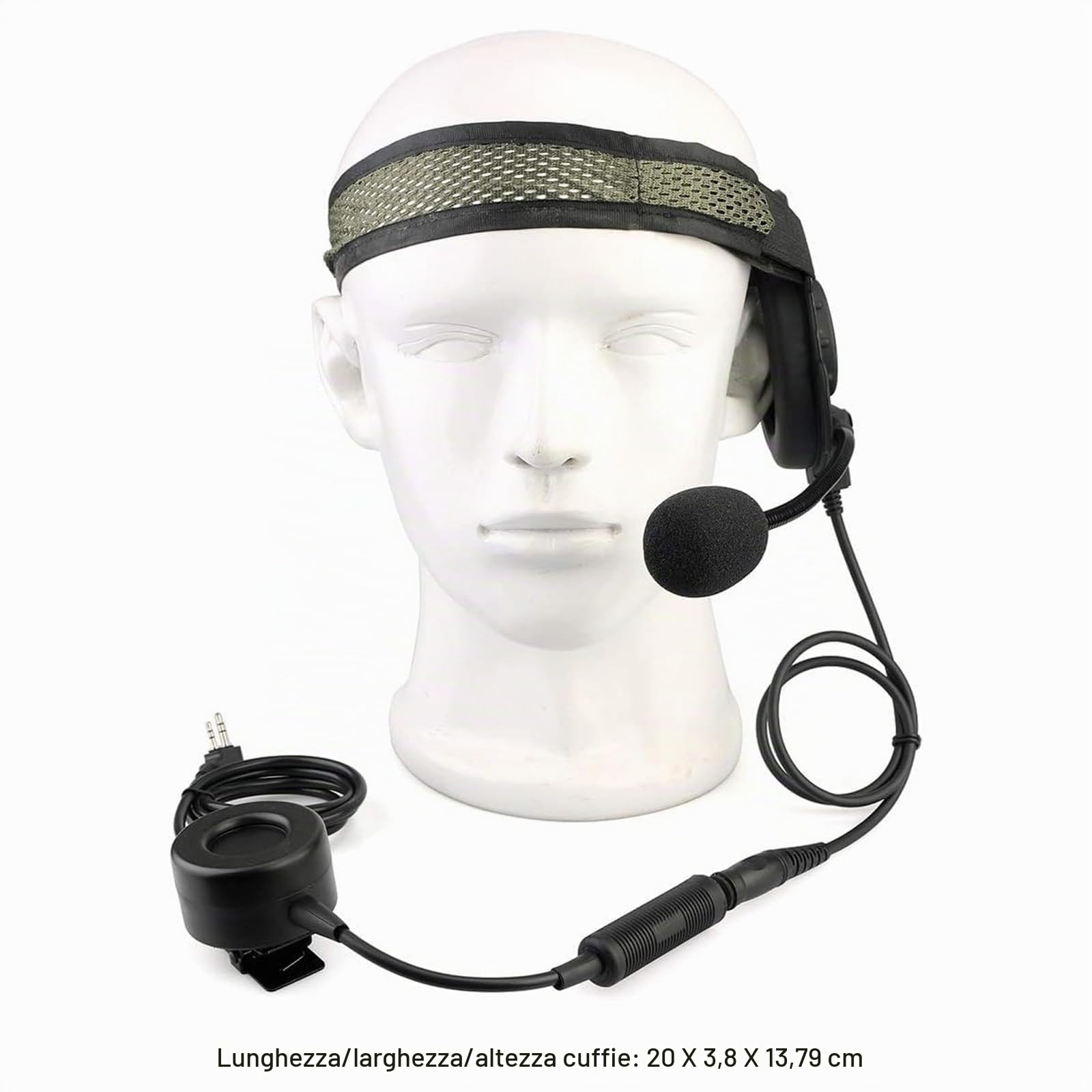 Retevis Cuffie tattiche militari, per walkie talkie con microfono, per RT21, RT22, RT68, A1, compatibili con Baofeng UV-5R F8HP Samcom FPCN30A, cuffie radio bidirezionali per Airsoft (confezione da 1)