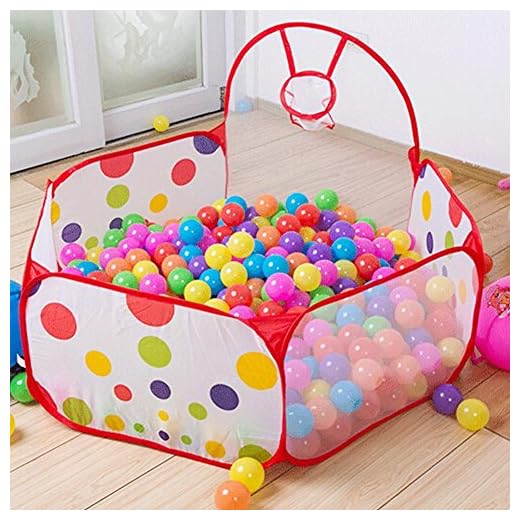 Kids Indoor Pop Up Ball Play Tent,PortableFun Playhouse Ball Pit Pool Playpen with Basketball Hoop - Great Outdoor Toddler Toys-Balls Not Included (Ball Pit with Basketball Hoop)