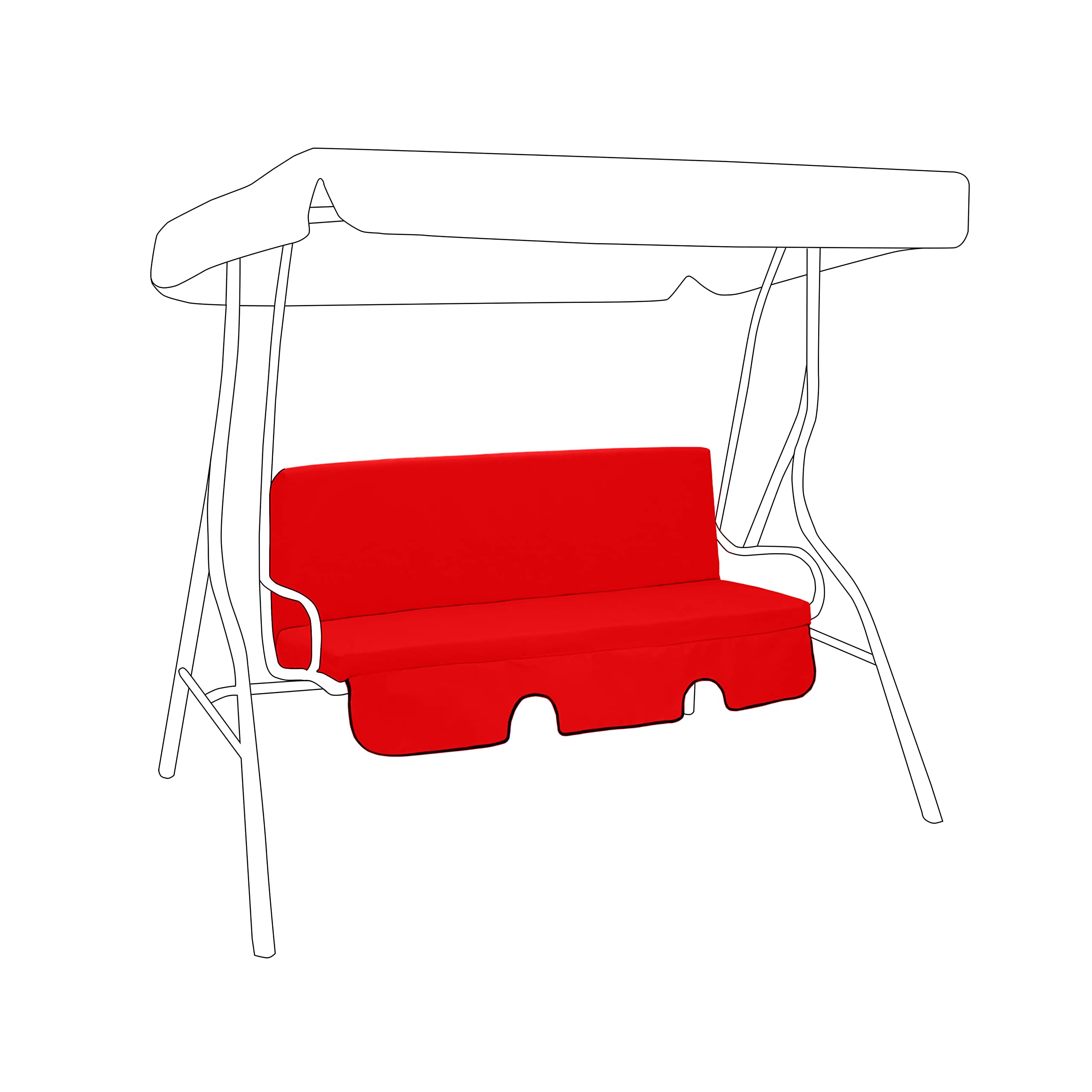 Gardenista Garden Swing 3 Seater Hammock Bench Cushion | Canopy Outdoor Patio Furniture Replacement Cushion Seat Pad | Water Resistant Seat and Back Cushion | Soft Comfy and Durable (Red)