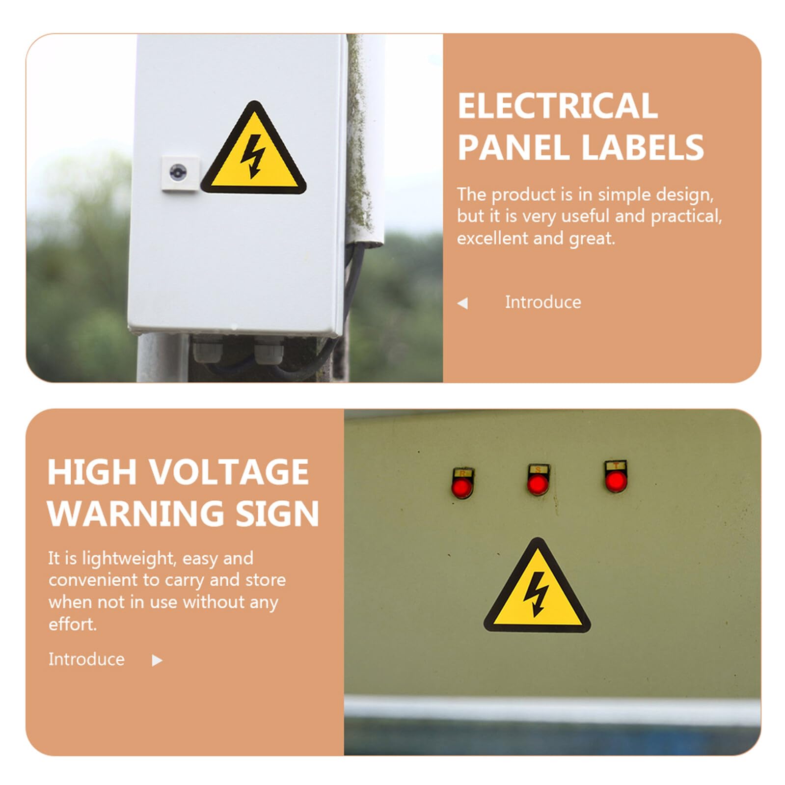 Autocollant d'Avertissement Électrique Jaune 24 Pièces Adhésif Léger