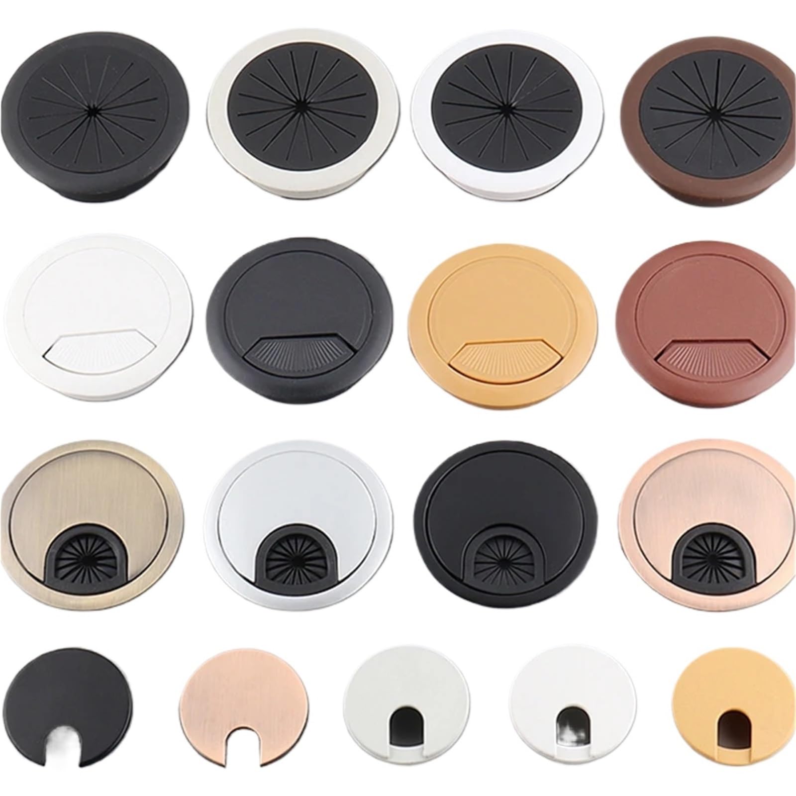 Desk Cable Grommet 100PC Plastic Cable Holes Covers 60/80mm Computer Round Wire Grommet(Black80mm)