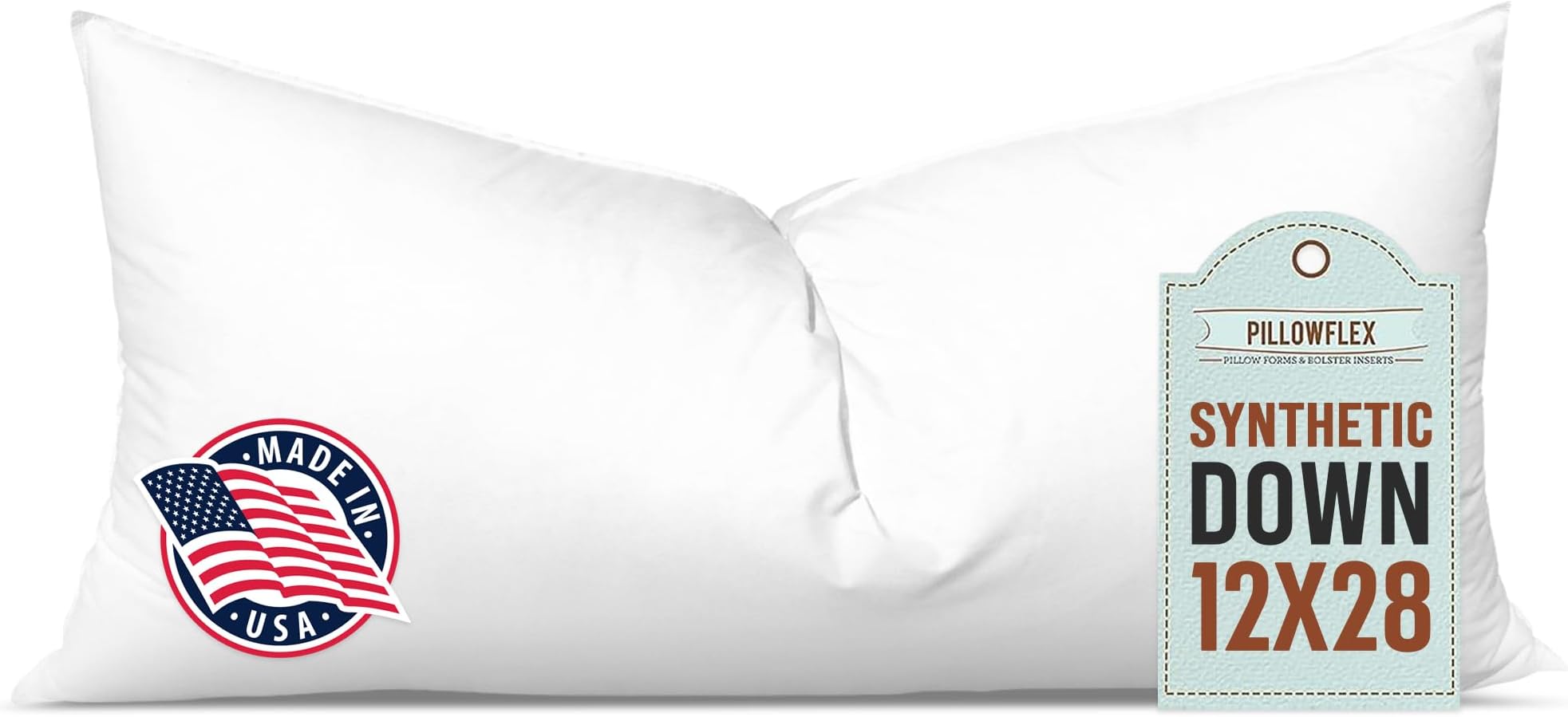 Pillowflex Synthetic Down Pillow Insert - 12x28 Down Alternative Pillow, Ultra Soft, Large Rectangle Body Sleeping Pillow, Lumbar, Long, Back - 1 Decorative Pillow Form