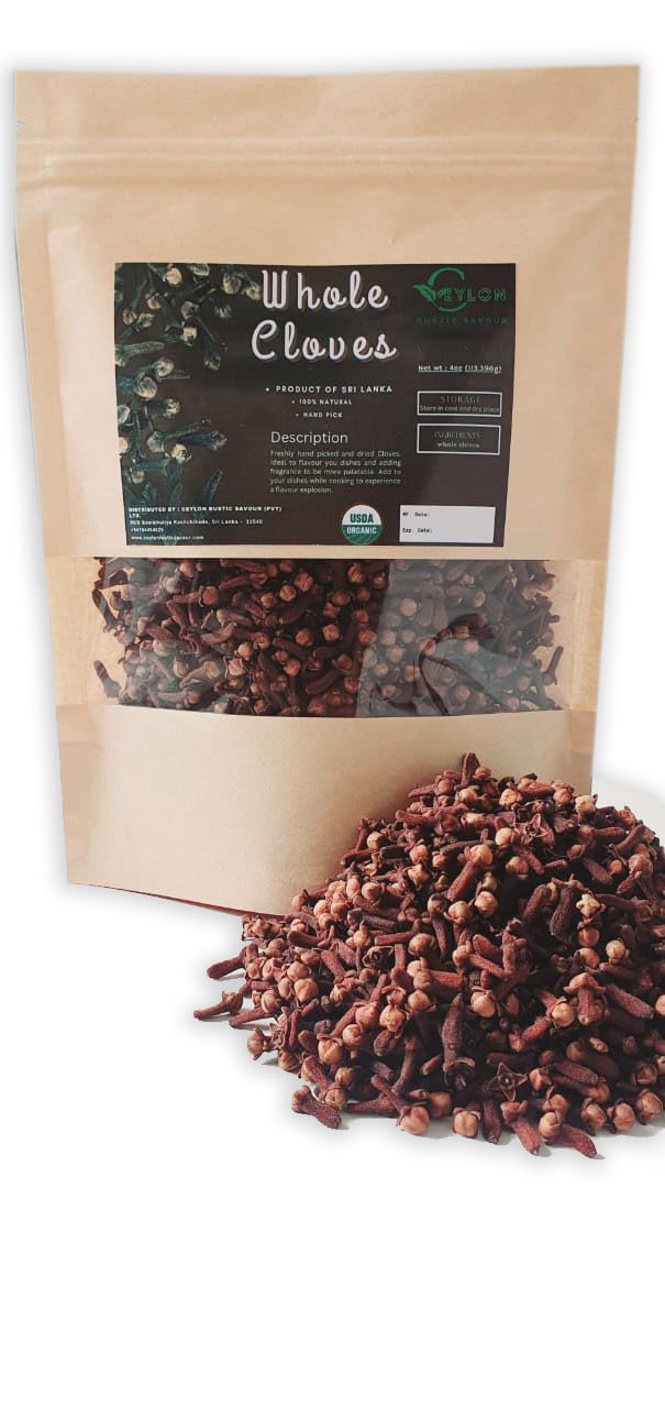 Organic Ceylon Clove 4.0 Oz USDA Certified (113.398g) Hand Picked Fresh And Pure Whole Ground Cloves from Sri Lanka Premium clove Tea