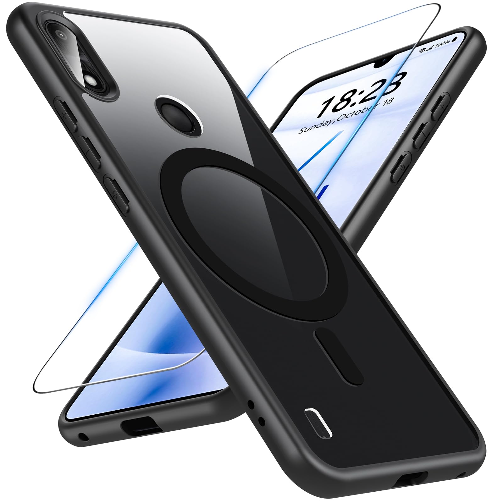 BESINPOCompatible with Gabb Phone 4 Case,Magnetic Shockproof with Tempered Glass Screen Protector, Military Grade Thin Slim Fit Cover,Black