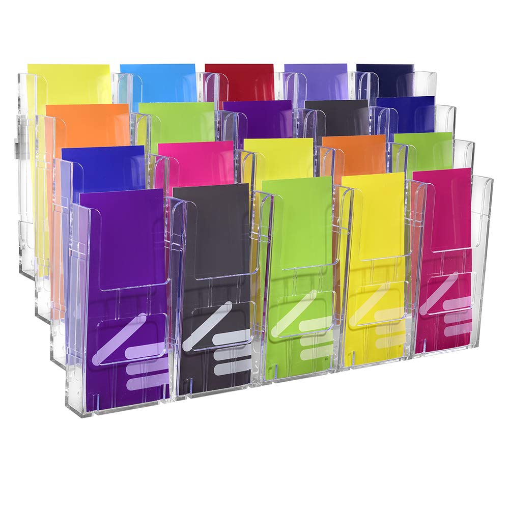 Wandprospekthalter mit 20 Fächern für DIN Lang (99x210mm) transparent