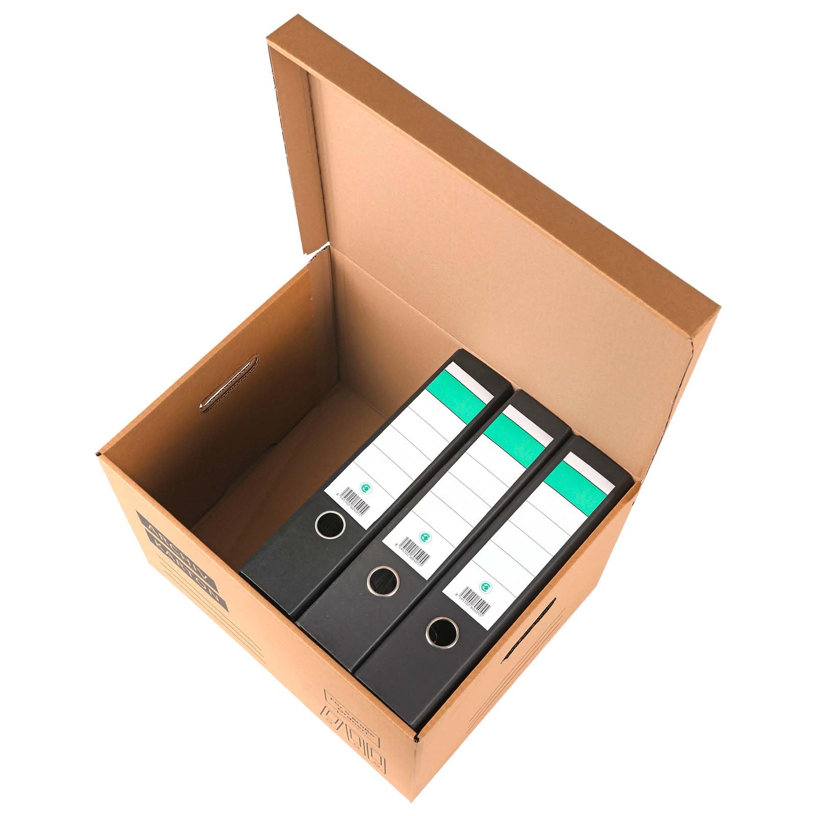 Archivkarton 10er Aktenkarton A4 Ordnerbox Archivbox Klappdeckel Stabil | BURI, je 5 Ordner, Archivschachtel, Dokumentenbox, Transportbox, Organisation, Büro, Lagerung, Wellpappe, robust