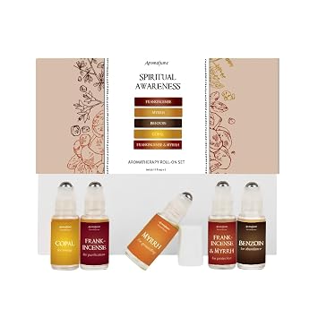 Spiritual Awareness Resin Oil Roll-On Blend Gift Set, 6x6ml, Aromafume | Frankincense, Copal, Benzoin, Frankincense & Myrrh | for Meditation, Spiritual Awakening & Prayer