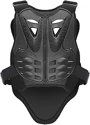 PELLOR Colete protetor de coluna para ciclismo, esqui, skate, peito, costas e costura antiqueda, jaqueta de motocicleta, colete protetor de corpo de motocross, Preto, Large