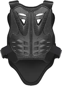 PELLOR Colete protetor de coluna para ciclismo, esqui, skate, peito, costas e costura antiqueda, jaqueta de motocicleta, colete protetor de corpo de motocross, Preto, Large