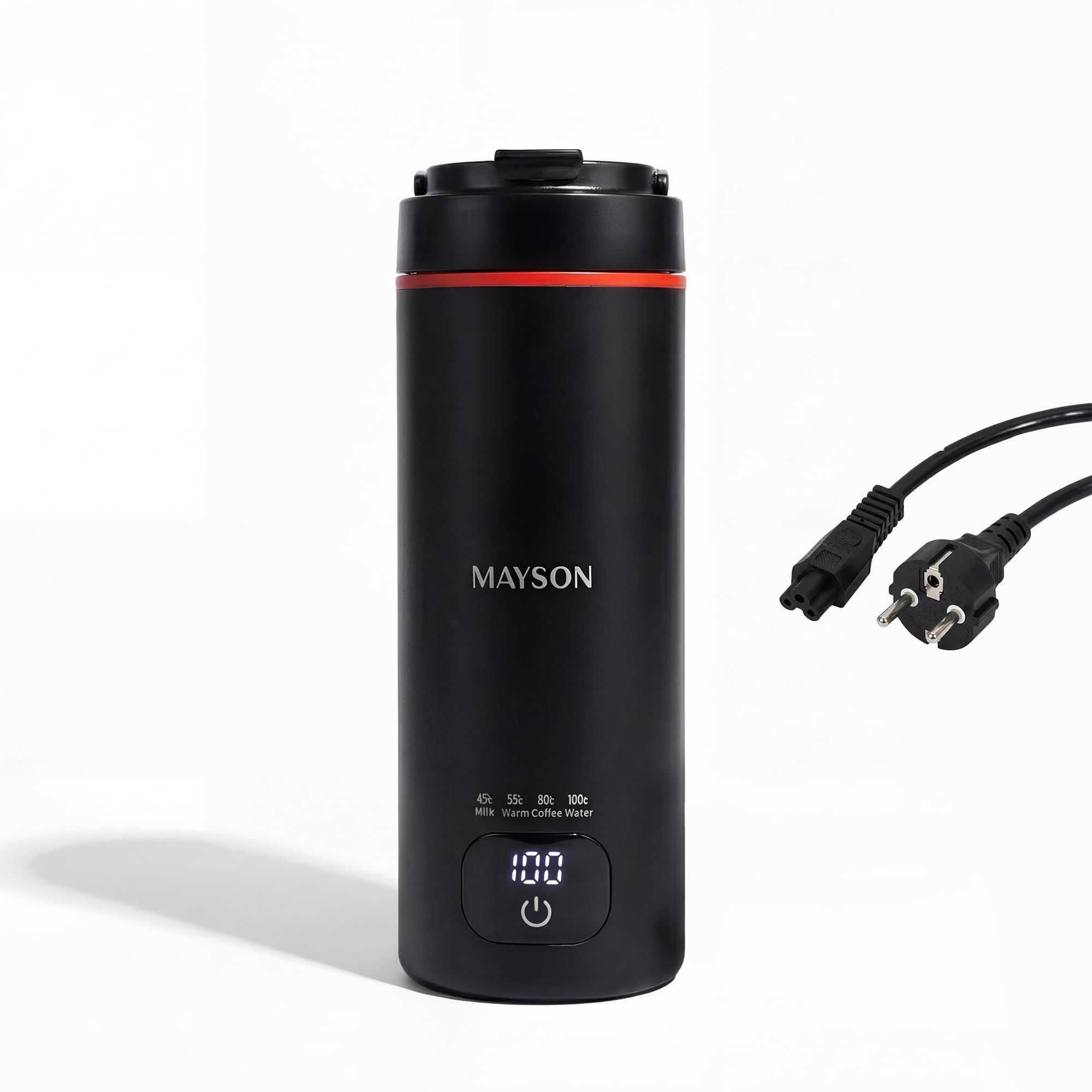 MAYSON Portable Electric Kettle with Digital LED Display,450ml Travel Electric Water Bottle, 300W Fast Boil Tea Coffee Maker,304 Stainless Steel Water Boiler, Auto Shut-Off & Leak-Proof, 1yr Warranty-image-47