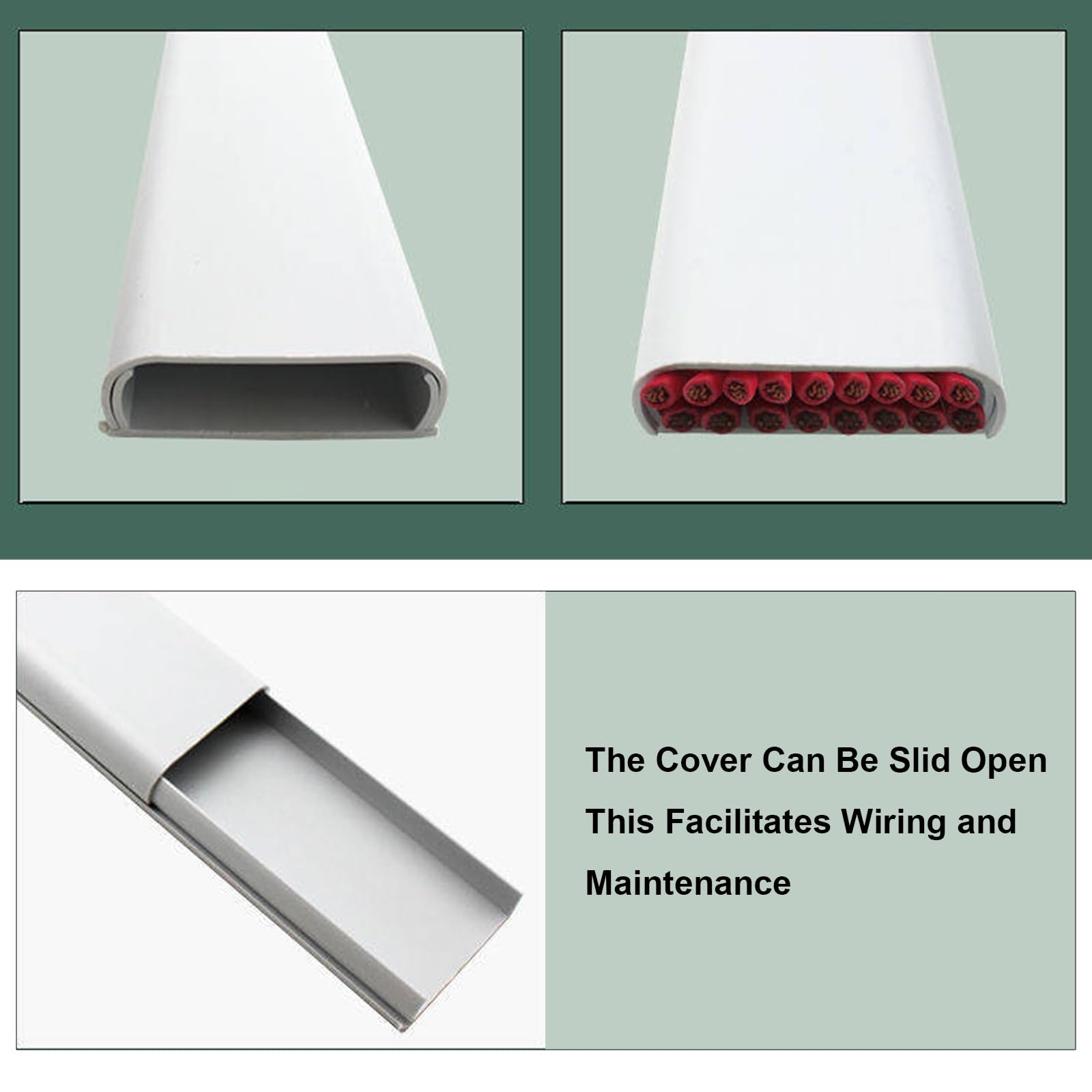 Passacavi Pavimento da 100 Cm, Canalina Passacavi Calpestabile Ad Alta Capacità, Canaline in ​​Pvc Rigido, Nascondere I Cavi di Prolunga, Vano per Cavi 4,8 * 1,6 cm(White)