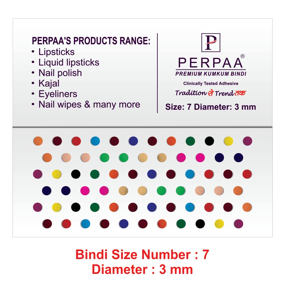 PERPAA Premium Velvet Sticker Kumkum Bindi Box of 15 Flaps - Pottu for Women,Ladies, Girls (Size 7, Diameter 4mm, Multicolor) 2