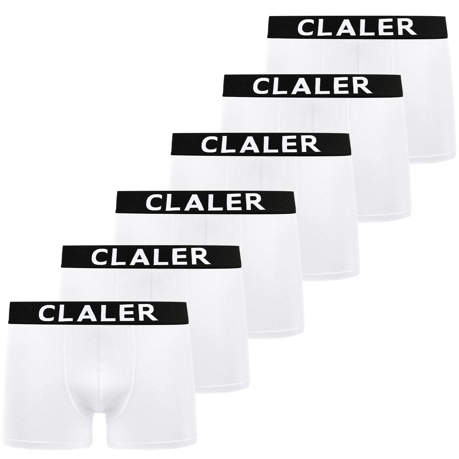 CLALER Boxershorts Herren 6er Pack Baumwolle Unterhosen Männer Retroshorts Bequeme und Atmungsaktive Men Unterwäsche Geeignet für Den Täglichen Sport Im Freien (6 x Weiß, XXL)
