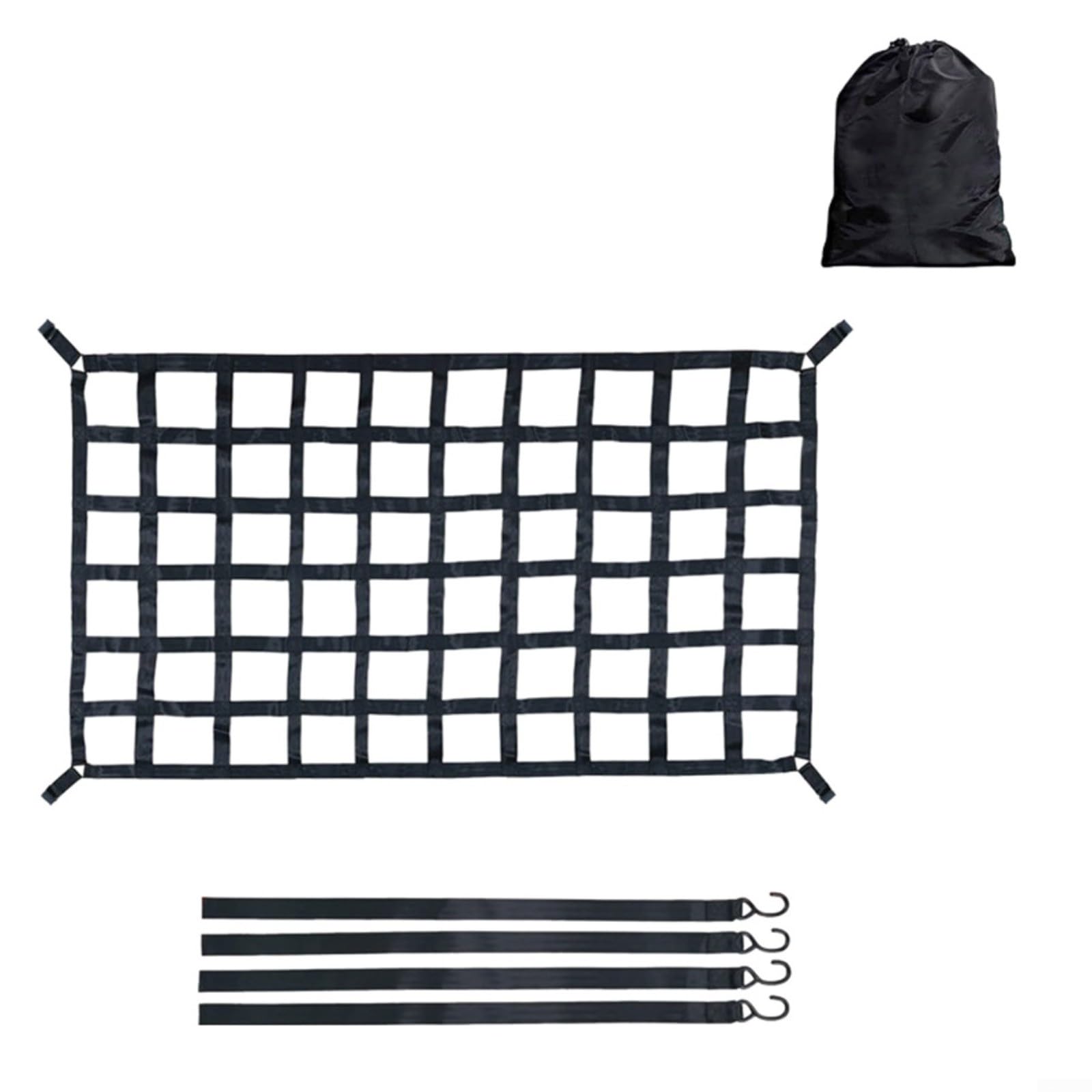 Strapazierfähiges Gepäcknetz 500 kg Tragkraft, verstellbares LKW-Bettnetz mit S-Haken für SUV-Anhänger, Off-Road(MX-166 x 127 cm)
