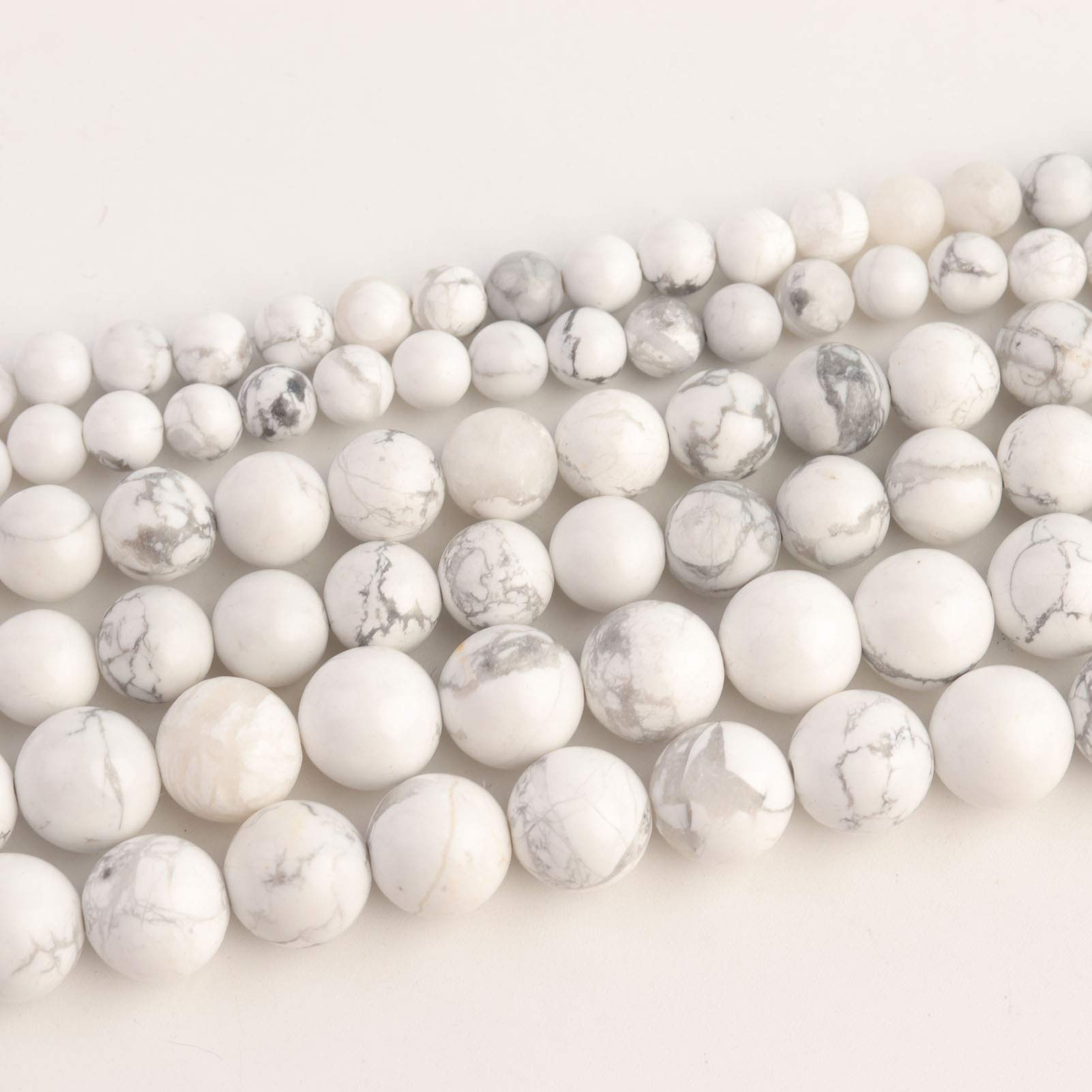 Hilo De 65 Cuentas De Howlita Blanca Natural Teñida Turquesa – 6 Mm – Redondas Y Pulidas – Para Hacer Joyería Y Manualidades