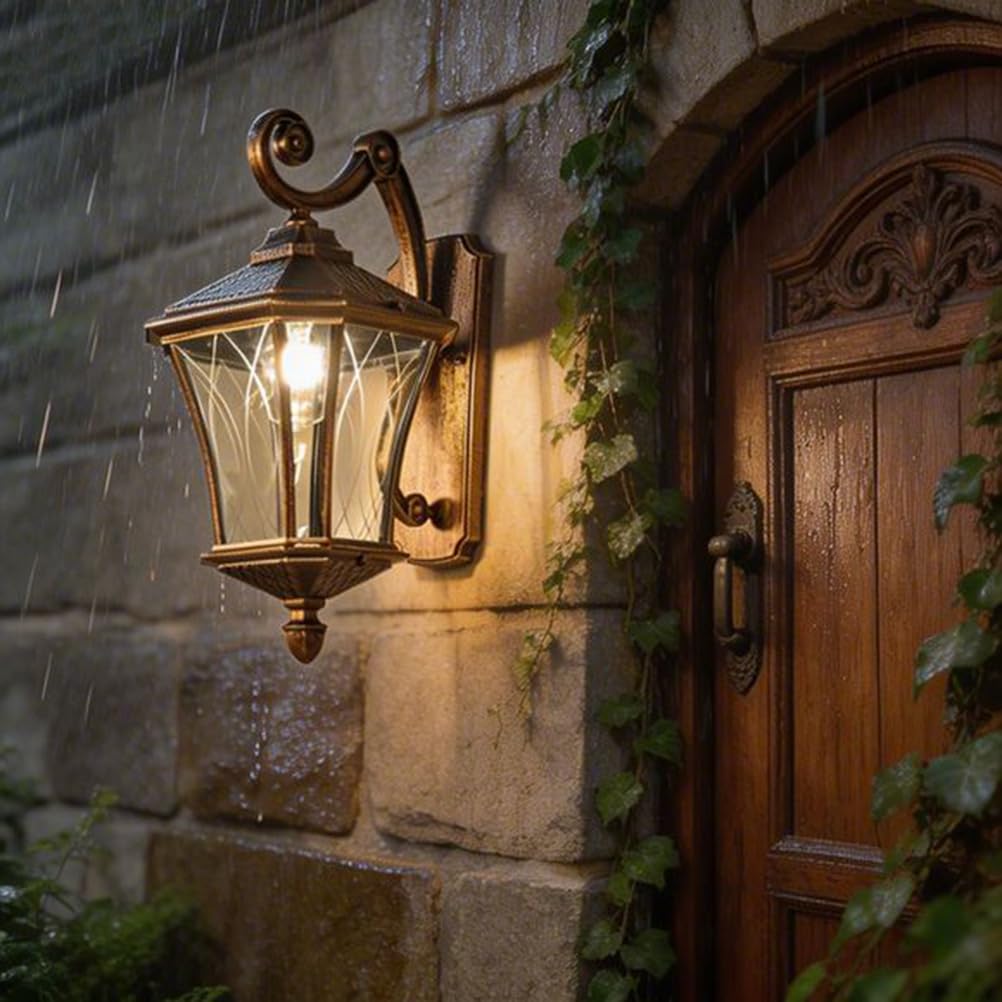 AoLa Wandleuchte Außen Vintage IP54 Wasserdicht Wandlampe Retro E27 Landhaus Design Aussenlampe Wand Outdoor aus Aluminium und Glas Lampenschirm Außenlampe für Hauseingang Terrassen Balkon,Bronze
