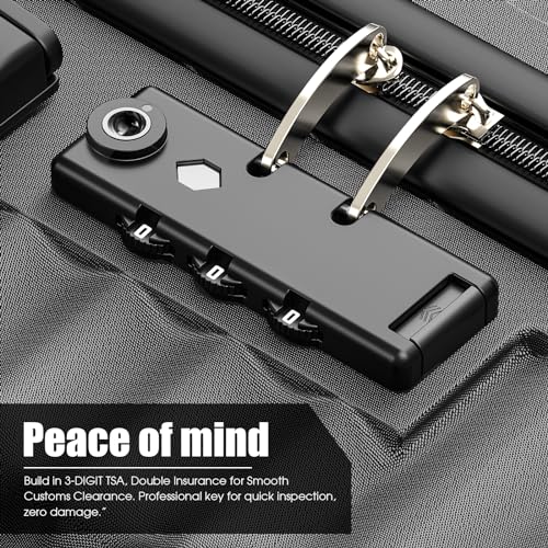 3 Piece Luggage Set with TSA Lock, Hardside Suitcases with Spinner Wheels, Durable ABS Travel Luggage Set 20/24/28 Inch Lightweight Expandable Hard Shell for Men Women (Black)3