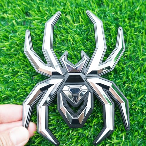 Image of 1pc Spider Black Widow Edition Emblems 3D Side Rear Door Badges Sticker Nameplate (Black Silver)