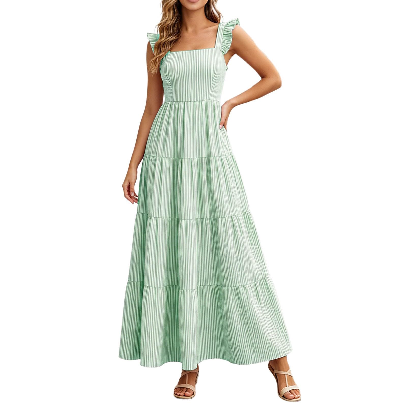 Vestido de playa sin mangas elegante maxivestido monocolor largo 8