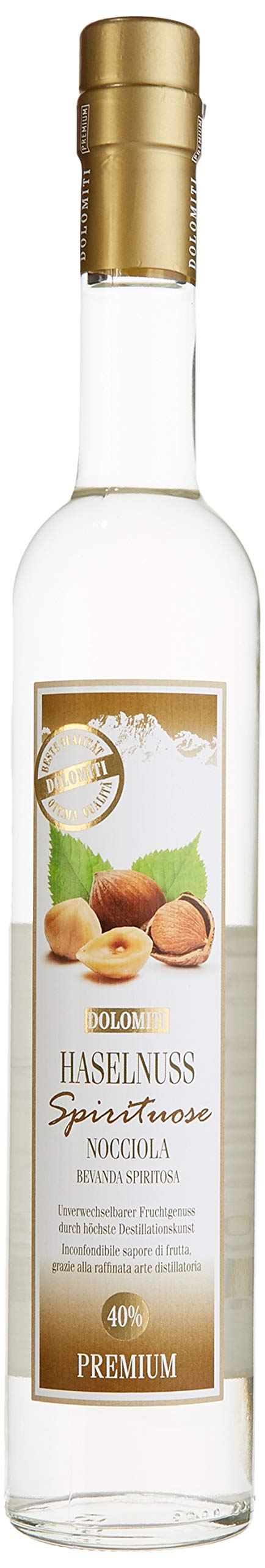 Dolomiti Haselnuss-Schnaps Premium Spirituose 40% vol. | Haselnussschnaps | 3 x 0.5 Liter 3028