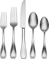 Oneida Voss Brushed Satin 45-Piece Flatware Set for 8 with Serving Utensils – Heavyweight 18/0 Stainless Steel
