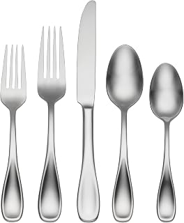 Oneida Voss Brushed Satin 45-Piece Flatware Set for 8 with Serving Utensils – Heavyweight 18/0 Stainless Steel