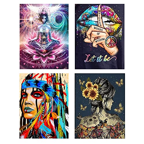 4 Pack Paint by Numbers, Paint by Number for Adults Kids Beginner, Adults Paint by Number DIY Arts and Crafts Oil Painting Character Pictures for Home Wall Decor 12X16 Inch