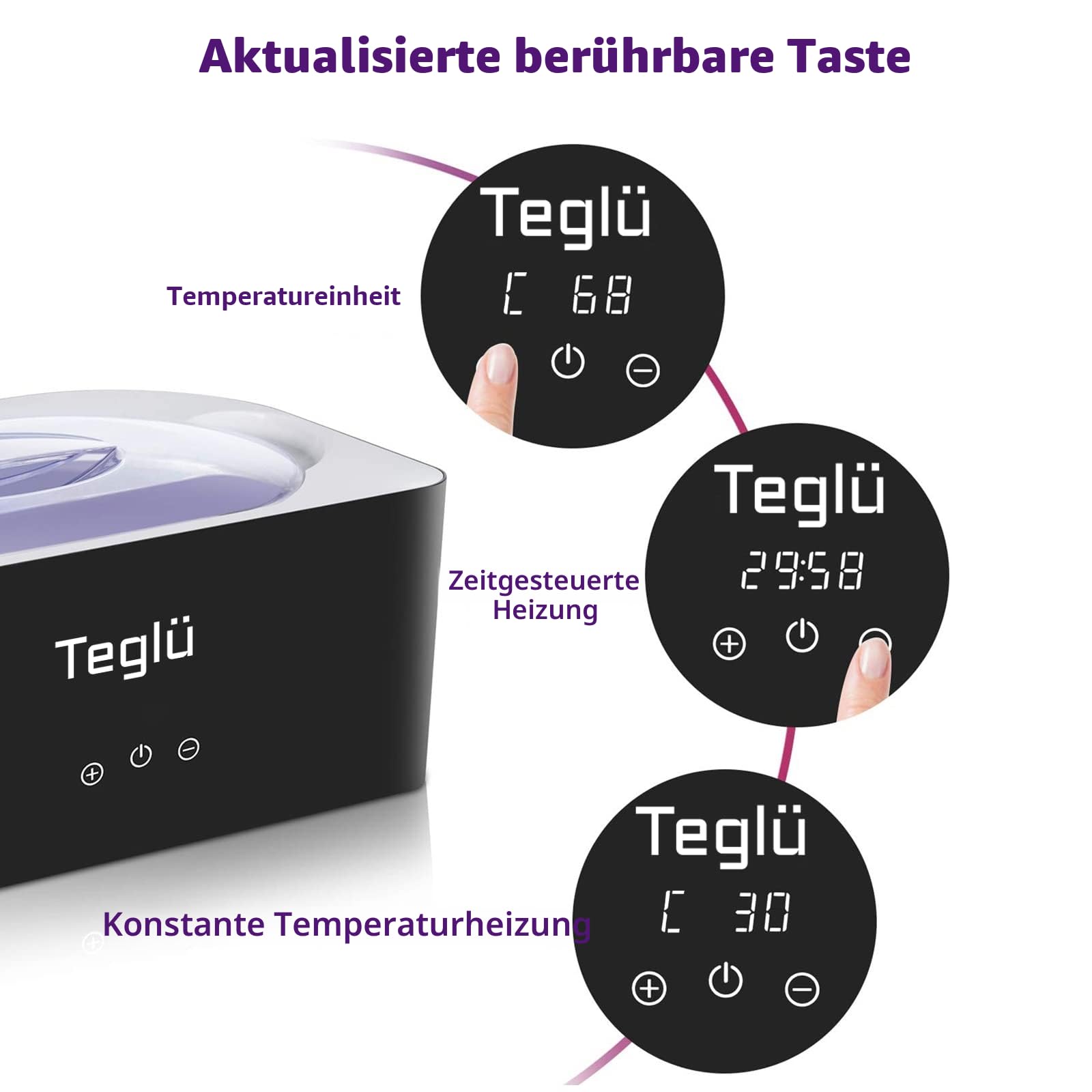 Paraffinbad für Hände und Füße 4L, Paraffin Wachsbad Paraffinbad Set mit Zubehör 1350g Paraffinwachs/Handschuh/Bürste-200W, Schwarz
