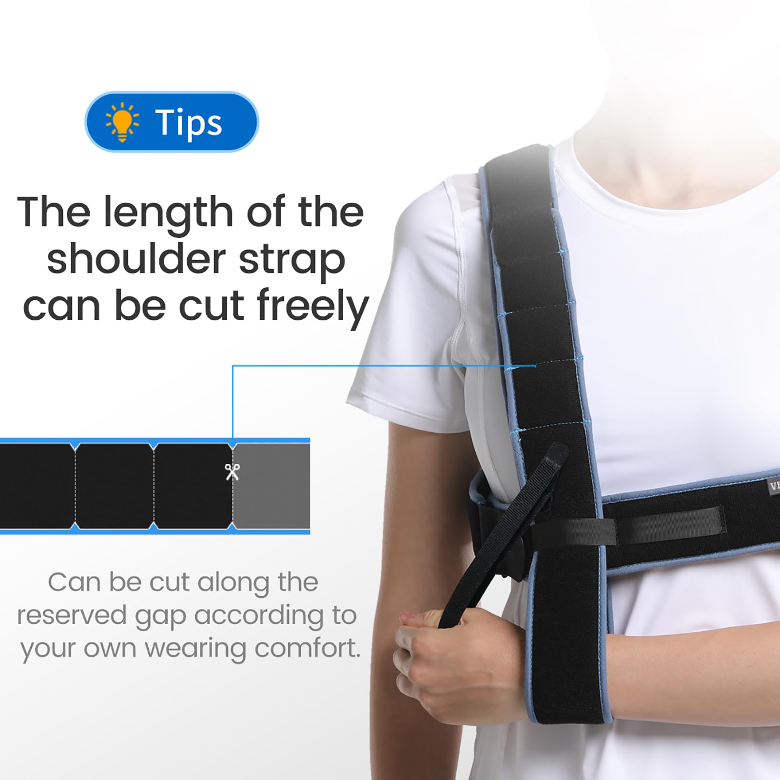 Inmovilizador de Hombro con Cabestrillo de Brazo, Soporte de Codo portátil, Anillo Fijo con diseño de Tres Secciones, Gancho Externo para Pulgar, para Brazo Roto, Hombro dislocado, postopera
