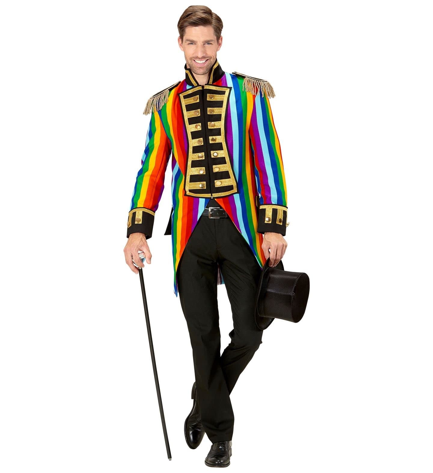 W WIDMANN MILANO Party Fashion - Frac da parata arcobaleno da uomo | Frac colorato in stile uniforme per CSD, direttore di circo, presentatore, clown e carnevale