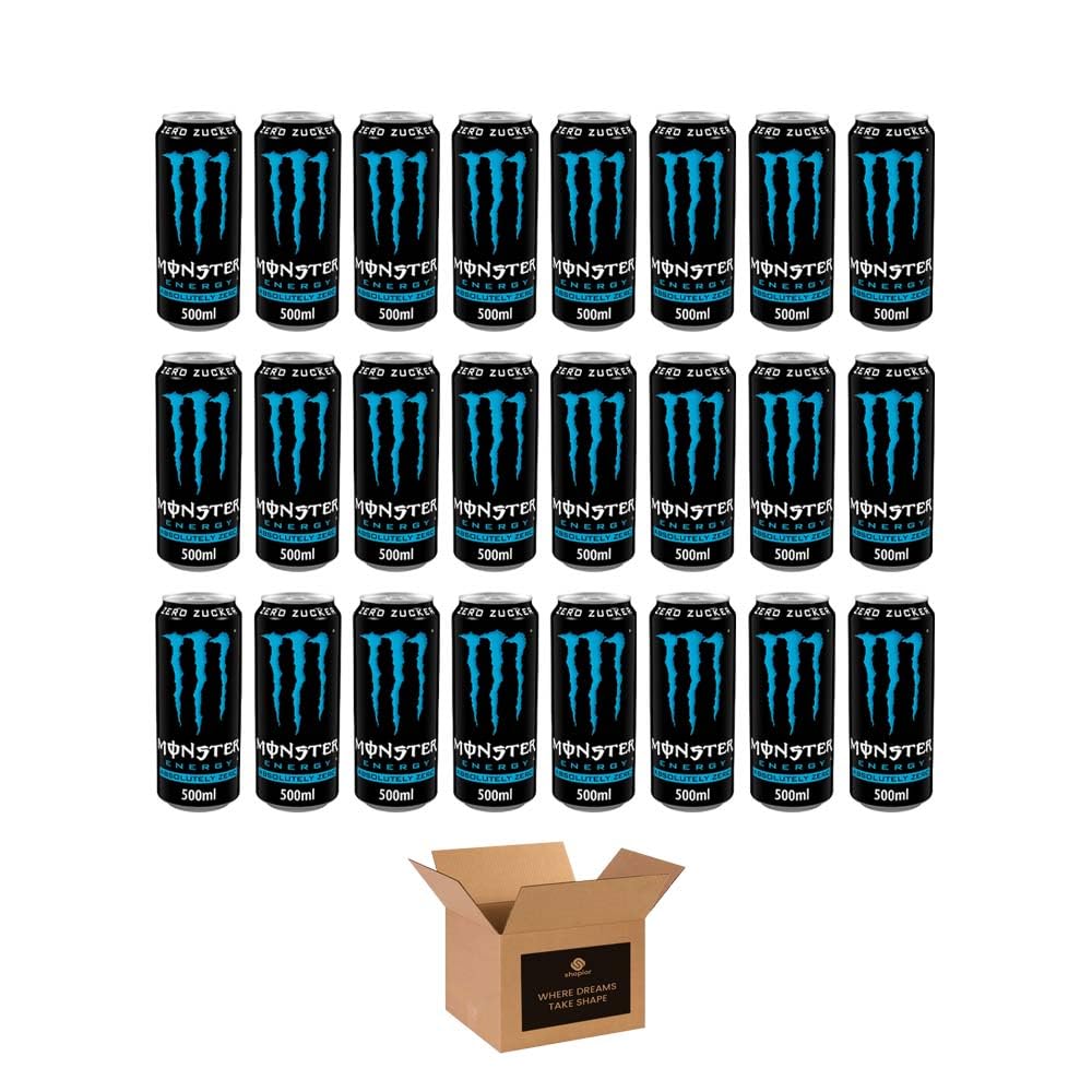 Monster Energy Drink Flavours | Juiced, Zero Sugar, Ultra, Monarch, Fiesta Mango, Strawberry Dreams, VR46, Punch | High Caffeine Sports Energy Drink | 500ml (Pack 24, Absolutely Zero)
