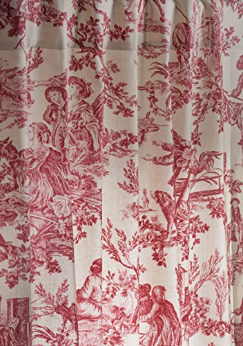 Maison D' Hermine Curtains 100% Cotton Easter Single Panel Curtain 50 Inch X 108 Inch Easy Hanging With A Rod Pocket & Loop For Bathroom, Coffee Shop & Living Rooms, The Miller - Red - Spring/Summer #TOP1