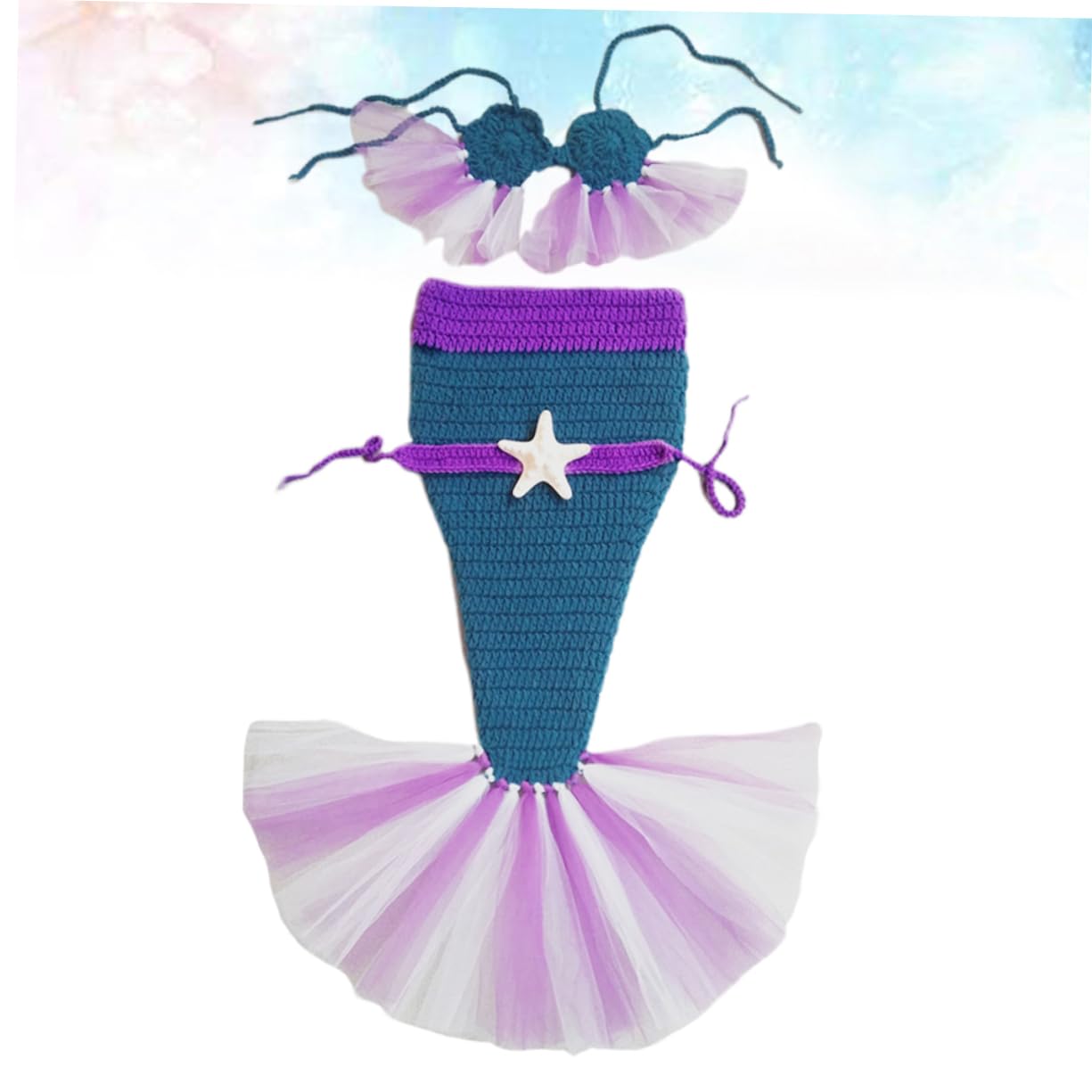 Abaodam 3 Juegos De Accesorios De Fotografía Infantil Hechos A Mano De Sirena para Recién Nacidos Ropa para Bebés Detalles De Accesorios Fotográficos