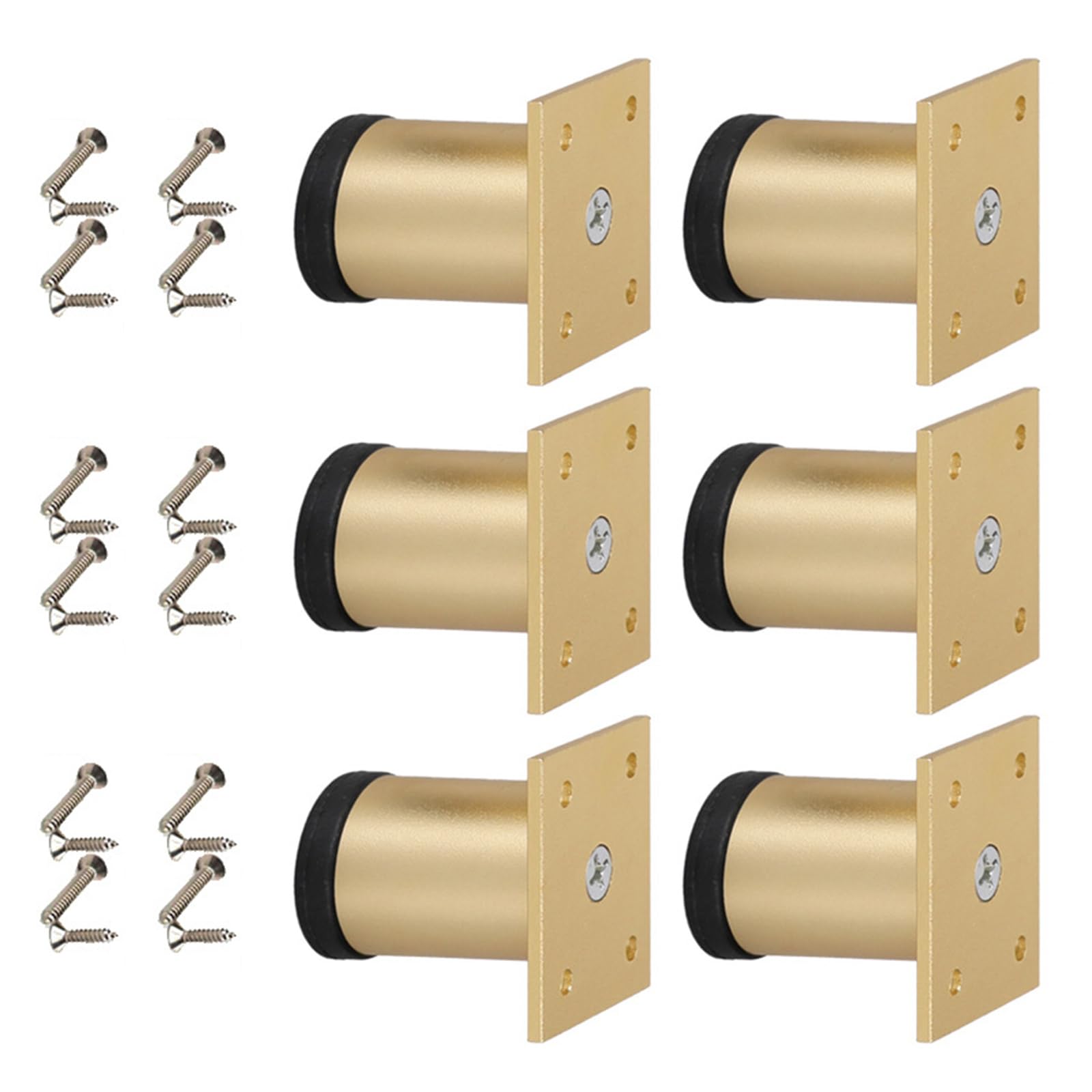 Kaccde Gold 6Pcs Adjustable Bed Risers With Antislip Base Load-Bearing Replacement Leg Furniture Leg Extenders For Beds And Tables Simple Bed Feet