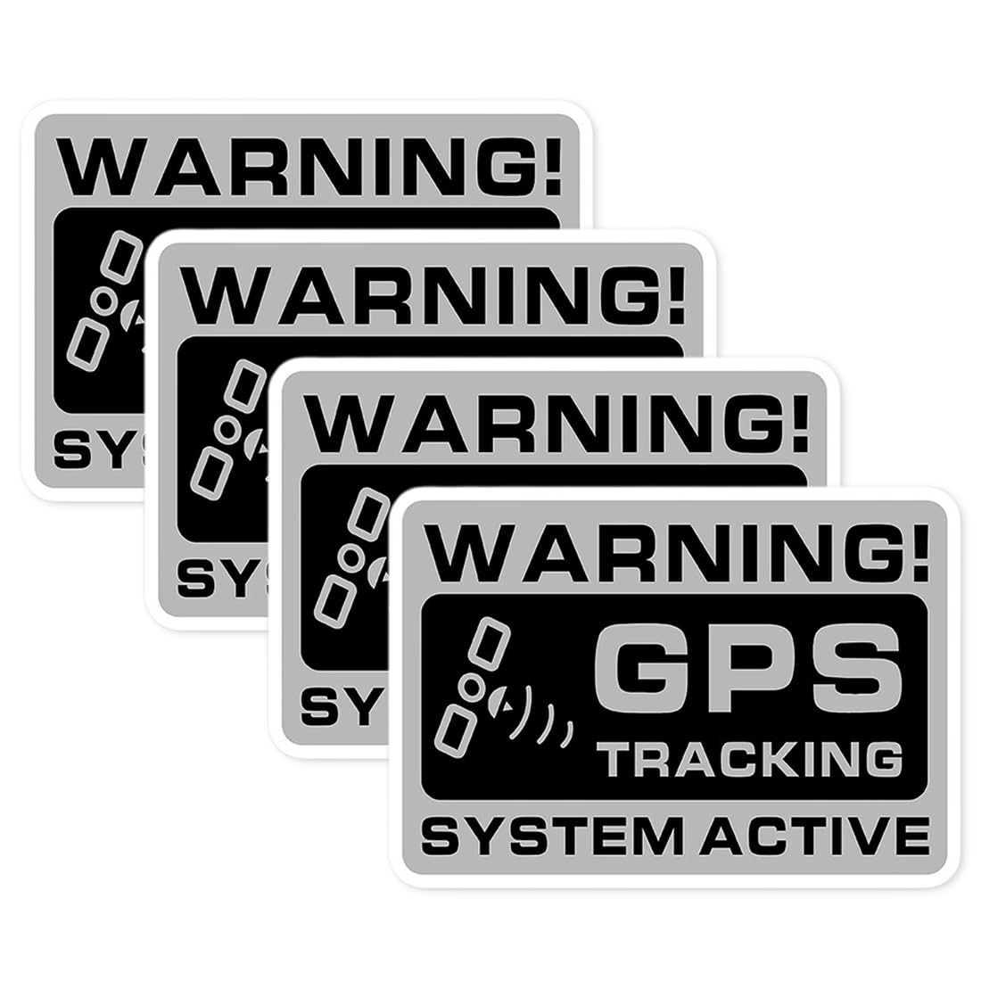 4-Piece Car Controlled GPS Alarm Stickers Interior Glass Protection for Car, Motorcycle, Truck, Caravan, Bicycle with Anti-Theft Effect Discreet and Resistant