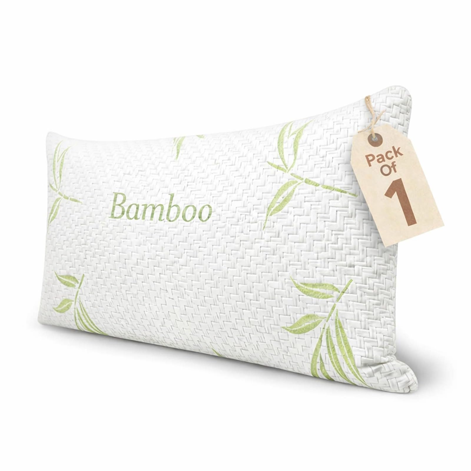 Eds White Bamboo Memory Foam Pillow Pack Of 1 Neck Pillow & Shoulder Support Sleeping Comfortable Bed Pillows With Removable Covers Breathable & Machine Washable For Side Back & Front Sleepers (Pack Of 1)