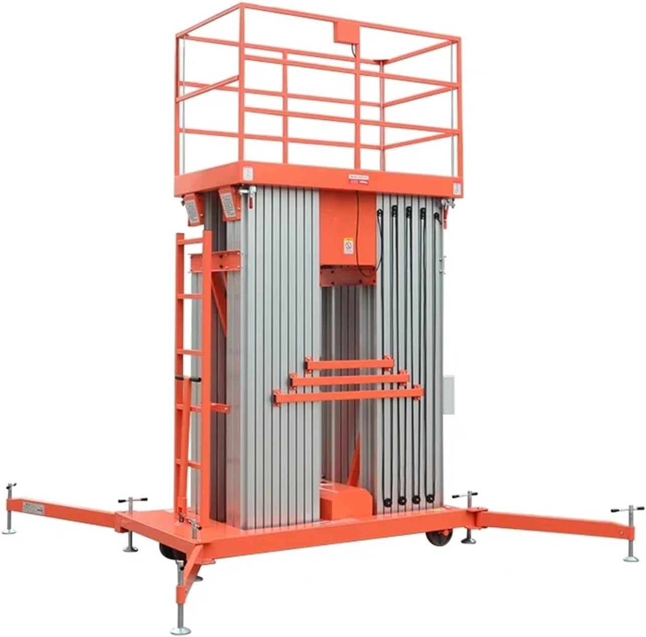 Dual Mast Electric Aerial Aluminum Man Lift Single Person Elevator(Carbon Fibre Look)