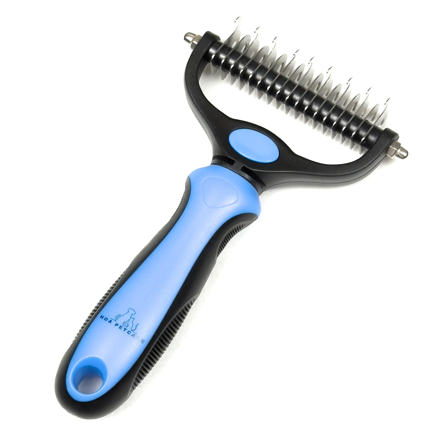 H&A PETCAREDouble-Sided Deshedding and Dematting Comb for Long Haired Cats and Dogs,Deshedding Tool And Grooming Brush For Furry Pets (Blue)