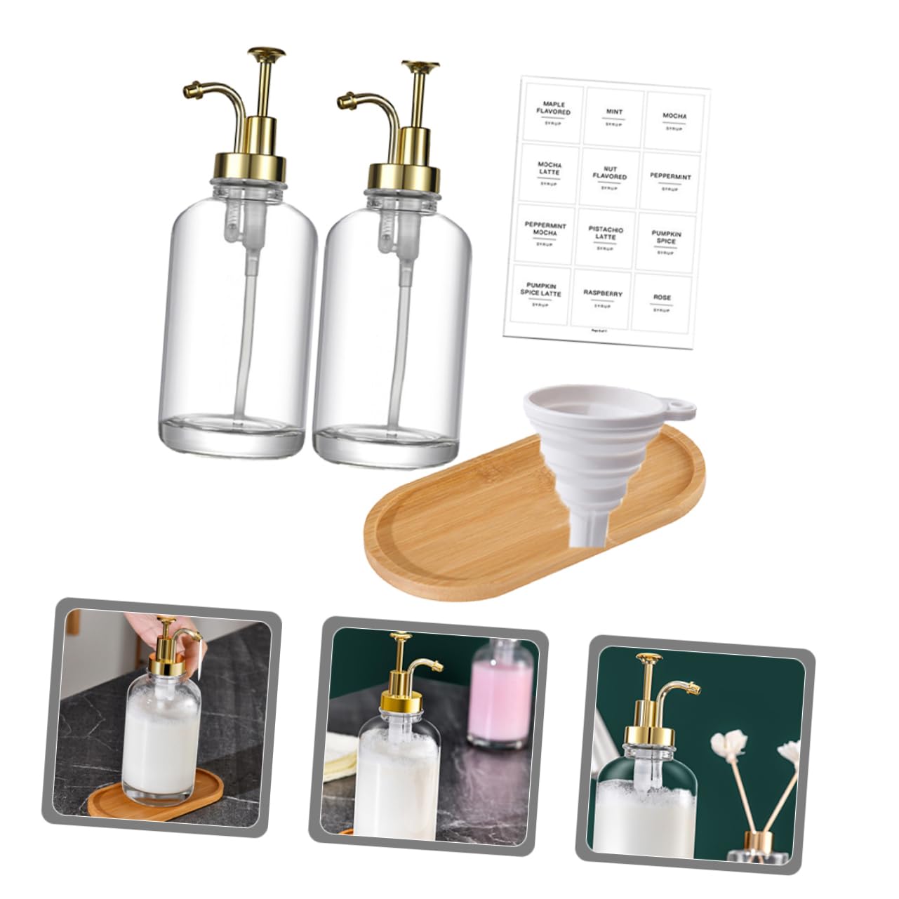 PRETYZOOM 500ml Dispensador De Jabón Líquido Vidrio Pulsador Multifuncional Compacto para Cocina y Baño