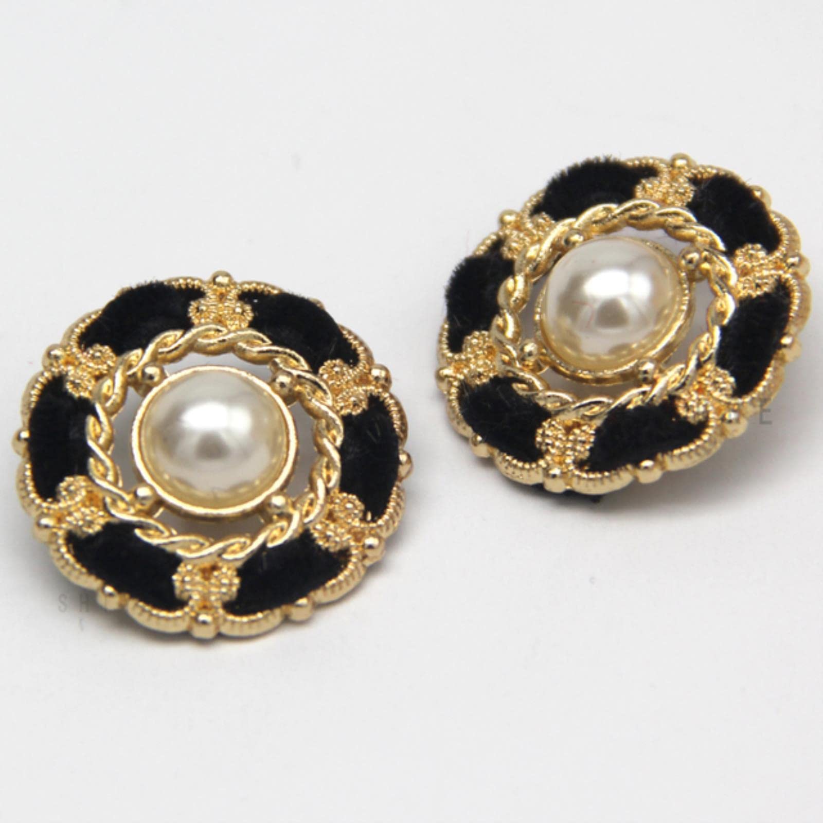 6 szt. 25 mm duże luksusowe damskie guziki perłowe do szycia retro garnituru sukienki ręcznie robione DIY(Black)