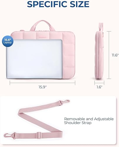 Miniatura 4 de BAGSMART Funda para laptop de 15 a 16 pulgadas con correa, bolsa acolchada esponjosa para laptop con asa, funda antirrobo para MacBook AirPro de