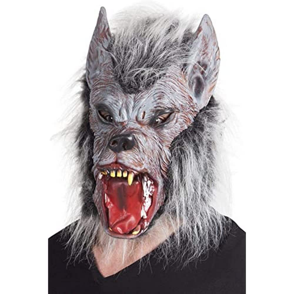 Boland 97515 Máscara Lupo Mannaro Werewolf de látex con pelo, gris, talla única