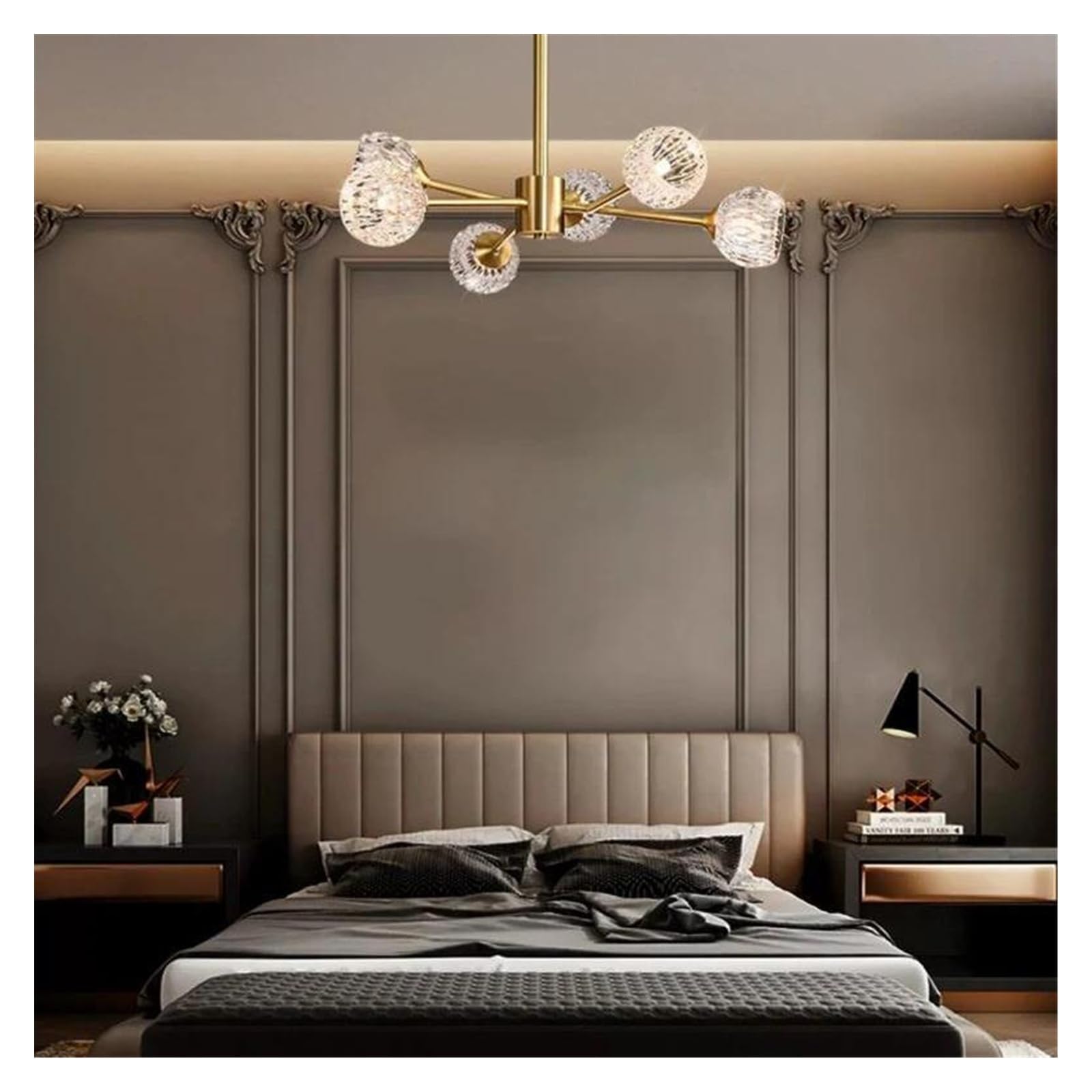 HYJAUSXB LED Ceiling Pendant Light for Living Room, Full Copper Body, Home Decor Fixture Hotel, Lobby(BD62CM 6head)